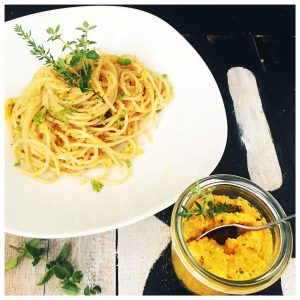 karottenpesto, pesto, spaghetti, foodwerk.ch