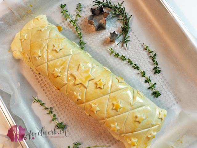 Poulet Wellington im Teig mit Champignon