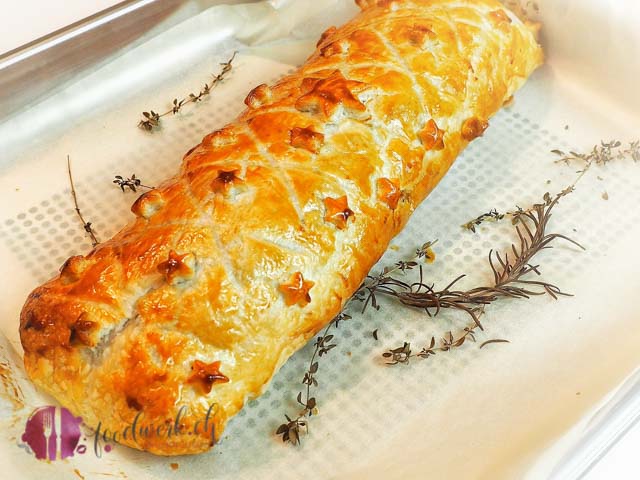 Poulet Wellington im Teig mit Champignon