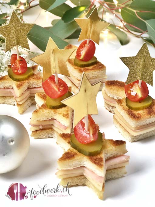 Toaststerne als Apero Snacks Ideen für Weihnachten