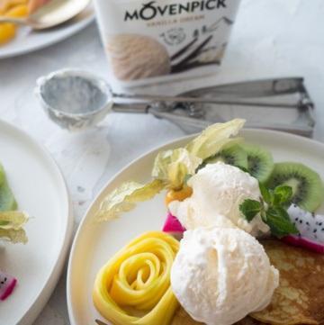 Mövenpick Vanilla Dream mit Low Carb Pancakes aus Kokosmehl