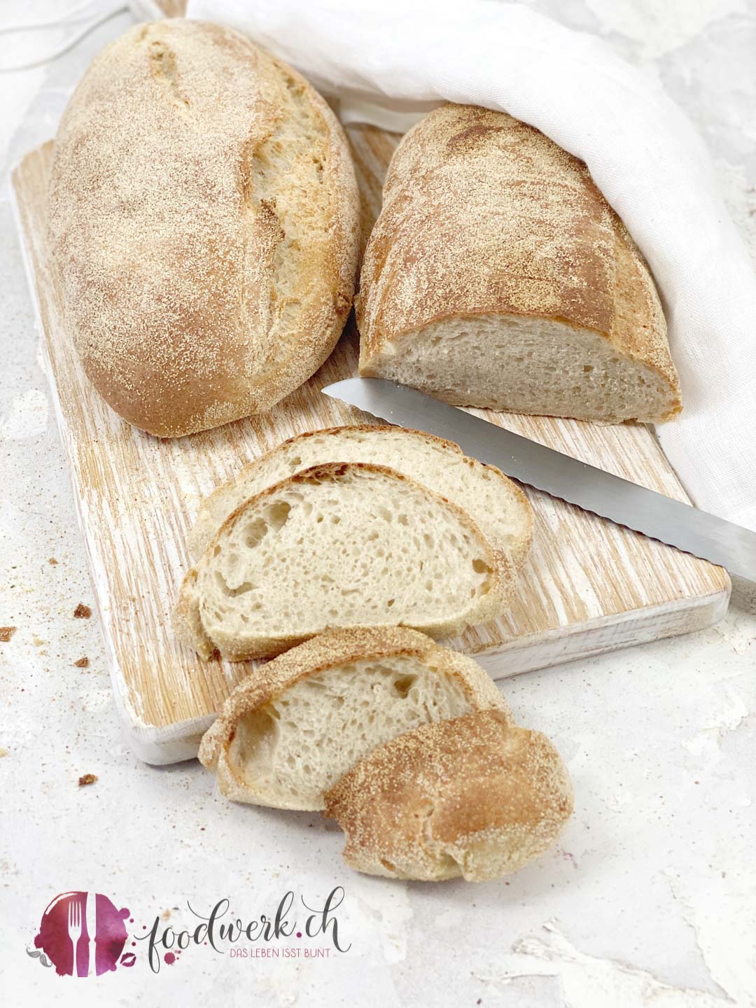 Ciabatta geschnitten