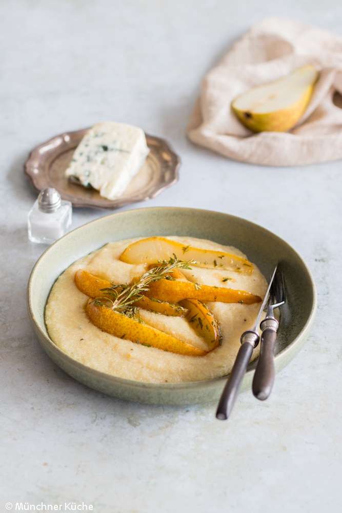 Polenta Birnen Roquefort vegetarisch MuenchnerKueche 4