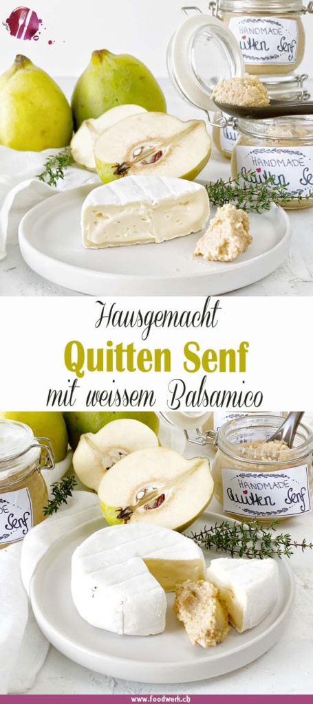 PInterest Pin für den hausgemachten Quitten Senf mit weissem Balsamico Essig