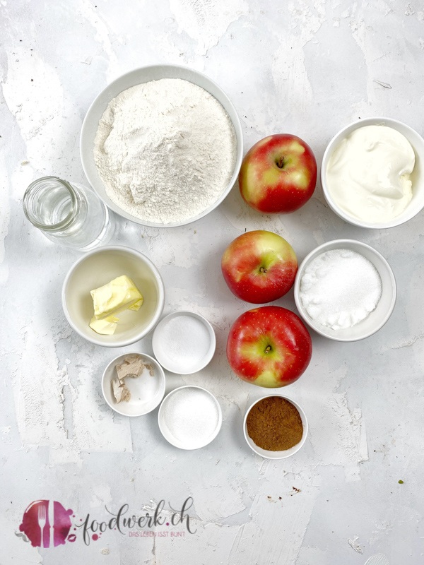 Zutaten für die soften Apfel-Zimt Brötchen