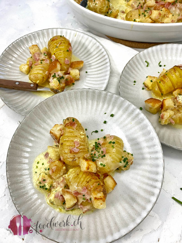 EIne Portion Kartoffeln nach foodwerk Art auf drei Teller