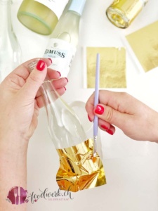 goldfolie auf rimuss fresh flasche anbringen