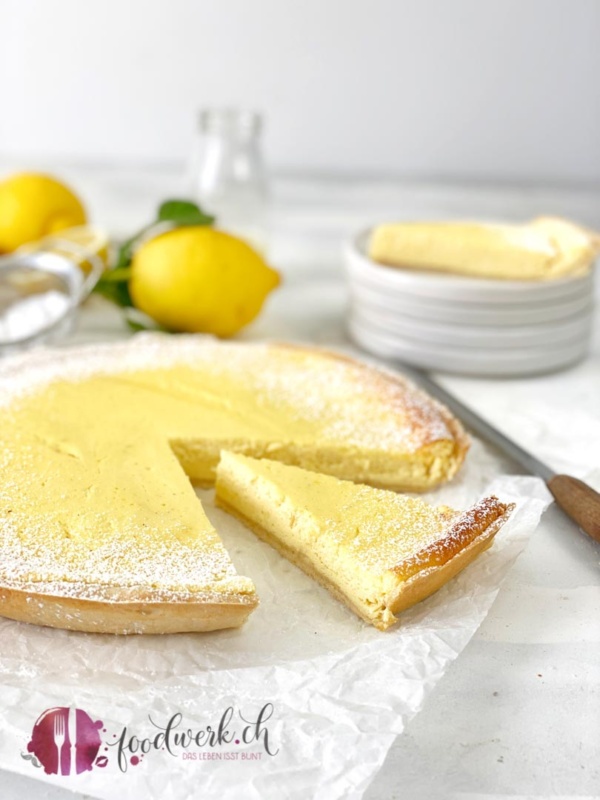 Angeschnittene Ricotta Tarte