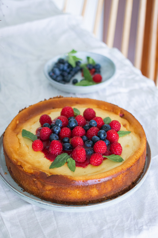 Käsekuchen mit Himbeeren