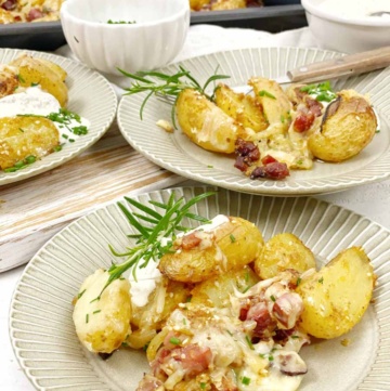 Raclette Blechkartoffeln mit Speck und Knoblauch
