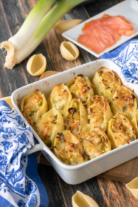 gefuellte conchiglioni lauch lachs rezept pasta heutegibtes 1