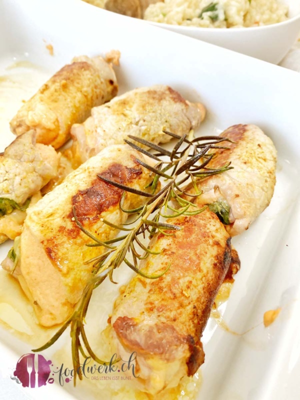 Gebratene Involtini in Gratin Schale