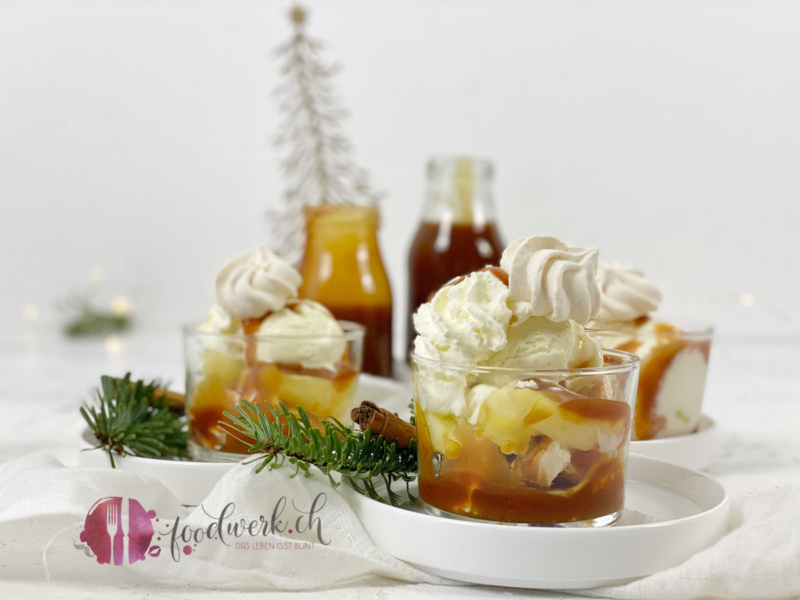 Leckerer Zimt Caramel auf einem Dessert
