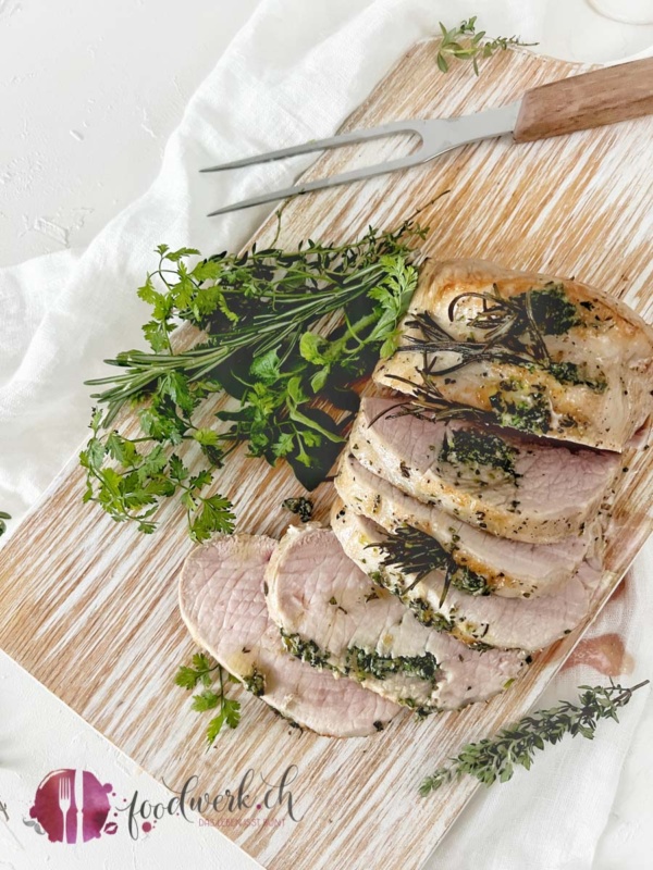 Nierstückbraten mit Kräuter und Knoblauch niedertemperatur