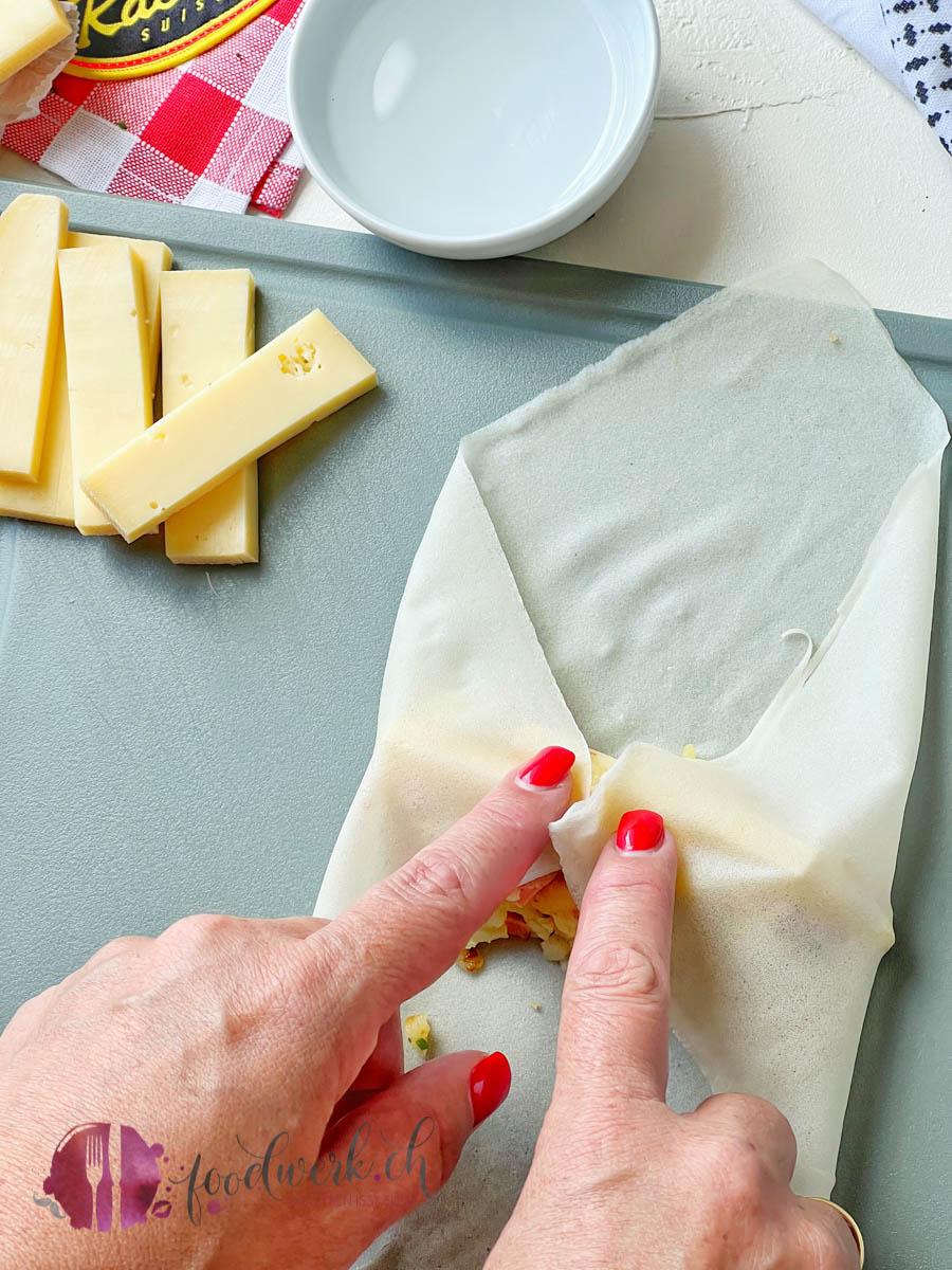 Falten für die Rösti Raclette Rolls