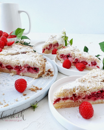 Himbeeren Streuselkuchen mit Quark Titel