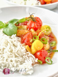 Reis mit Tomaten Sweet and sour