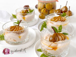 Poire a Botzi angerichtet mit Marroni Creme